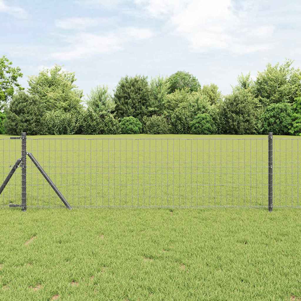 Fence with Post Grey 0.4 x 50 m Steel and PVC