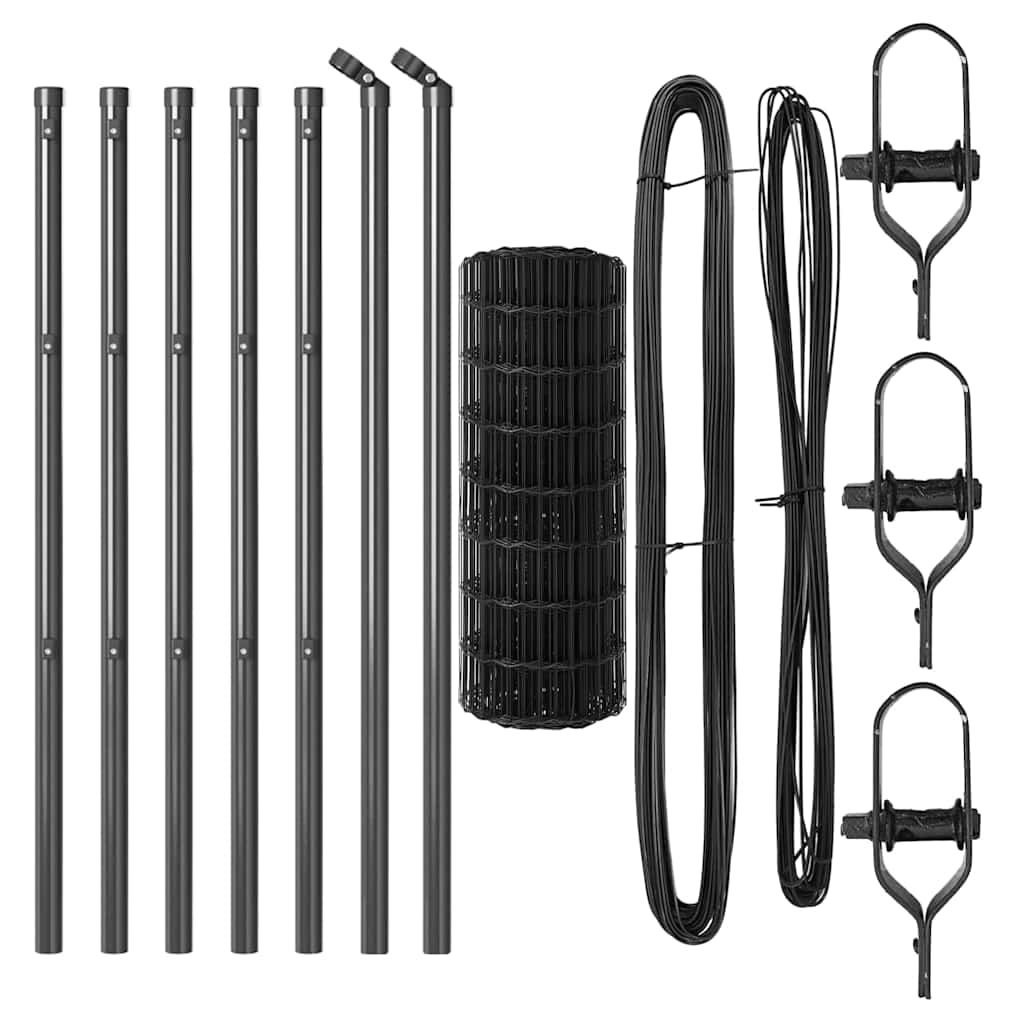 Fence with Post Grey 0.4 x 50 m Steel and PVC
