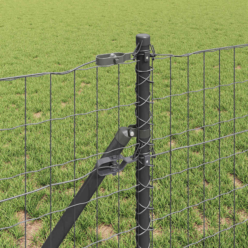 Fence with Post Grey 0.6 x 50 m Steel and PVC