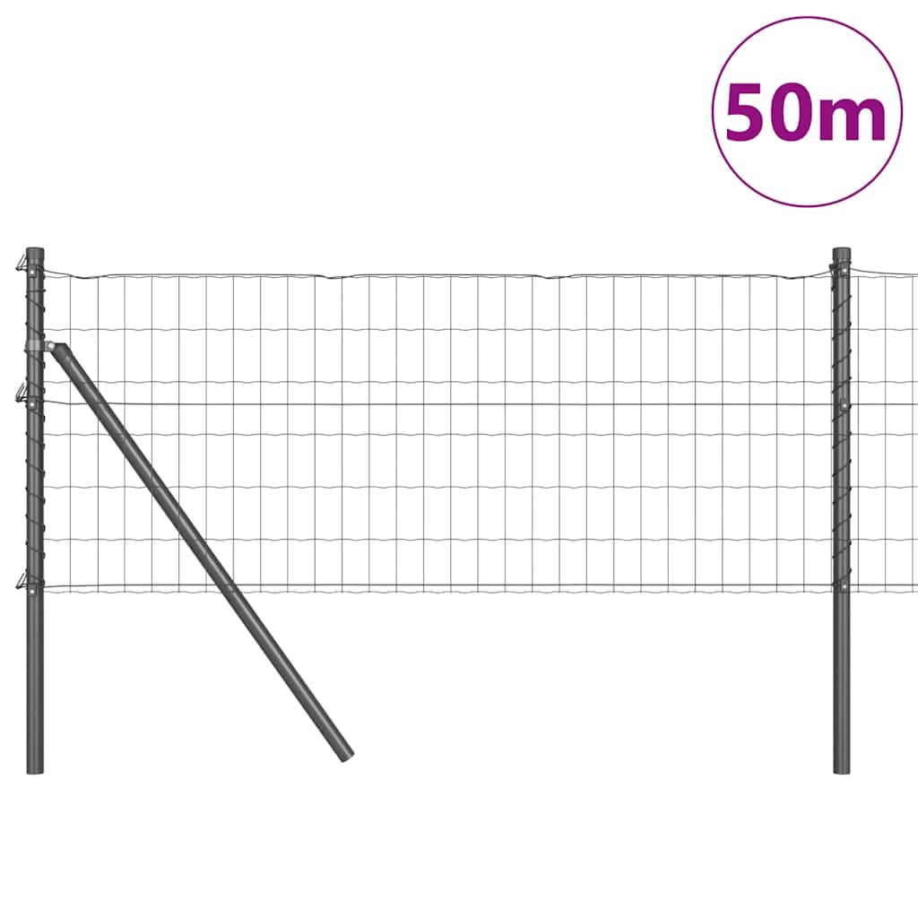Fence with Post Grey 0.6 x 50 m Steel and PVC