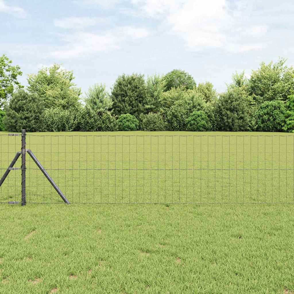 Fence with Post Grey 0.8 x 10 m Steel