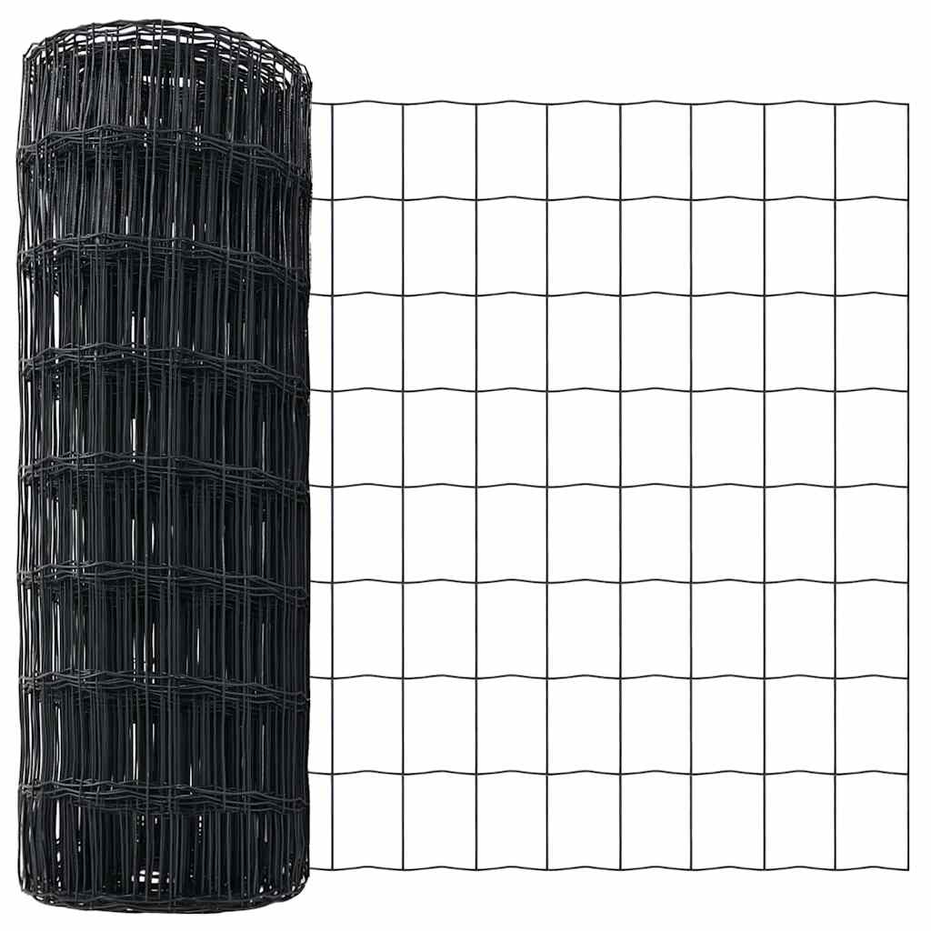 Fence with Post Grey 0.4 x 25 m Steel and PVC