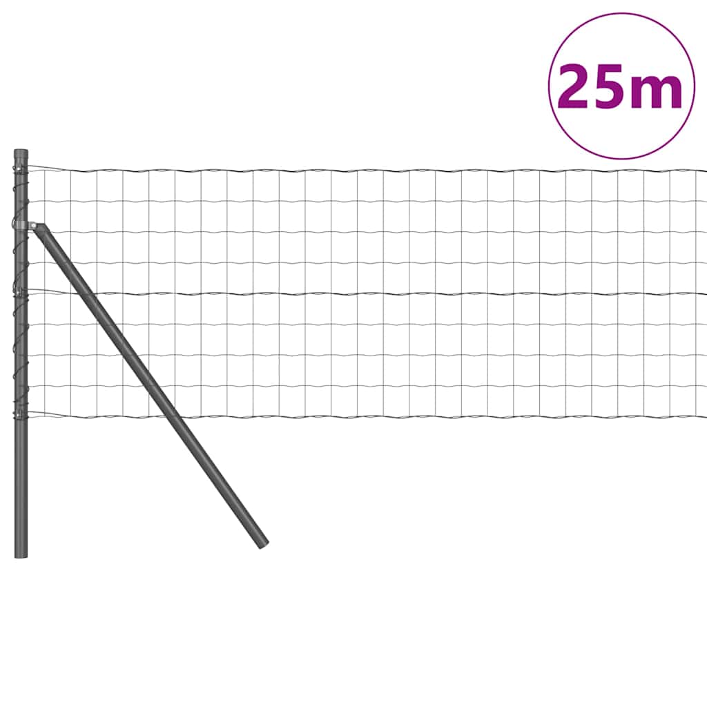 Fence with Post Grey 0.4 x 25 m Steel and PVC