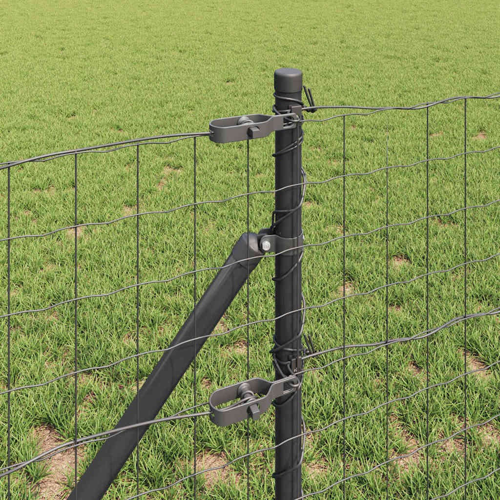 Fence with Post Grey 0.8 x 25 m Steel