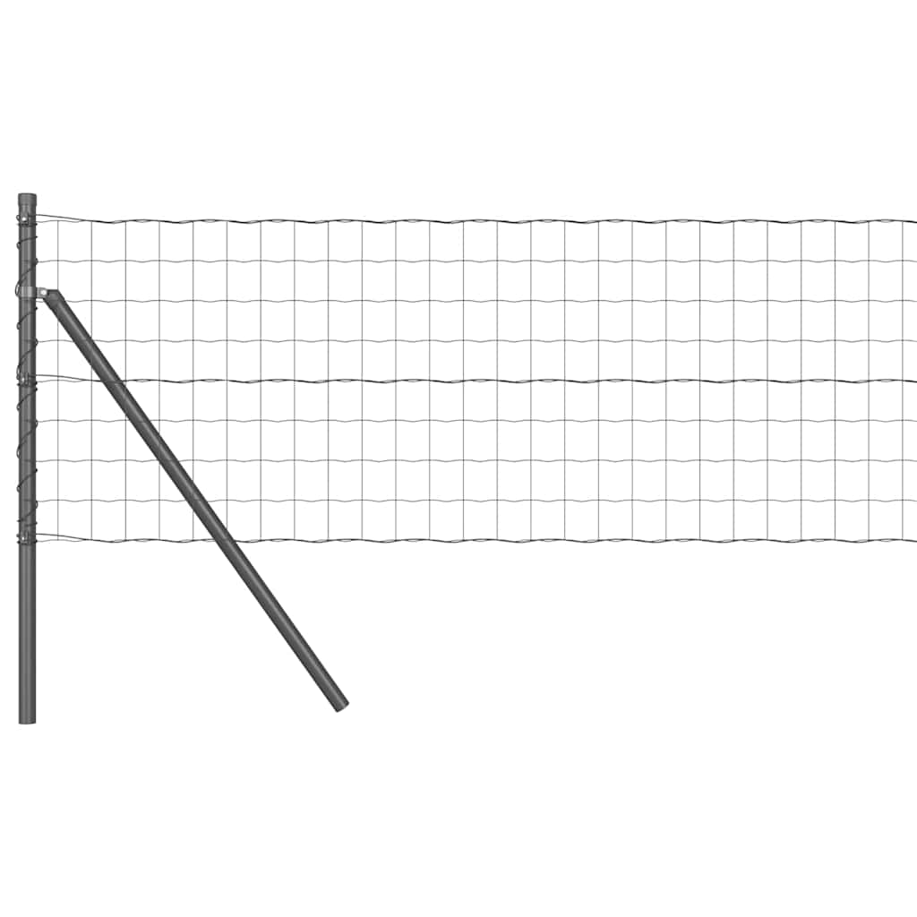 Fence with Post Grey 0.8 x 25 m Steel