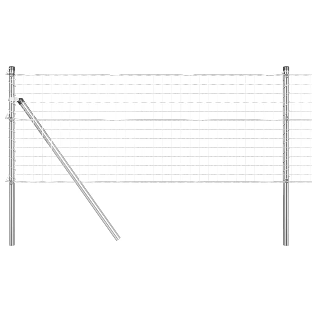 Fence with Post Silver 0.4 x 10 m Steel and PVC