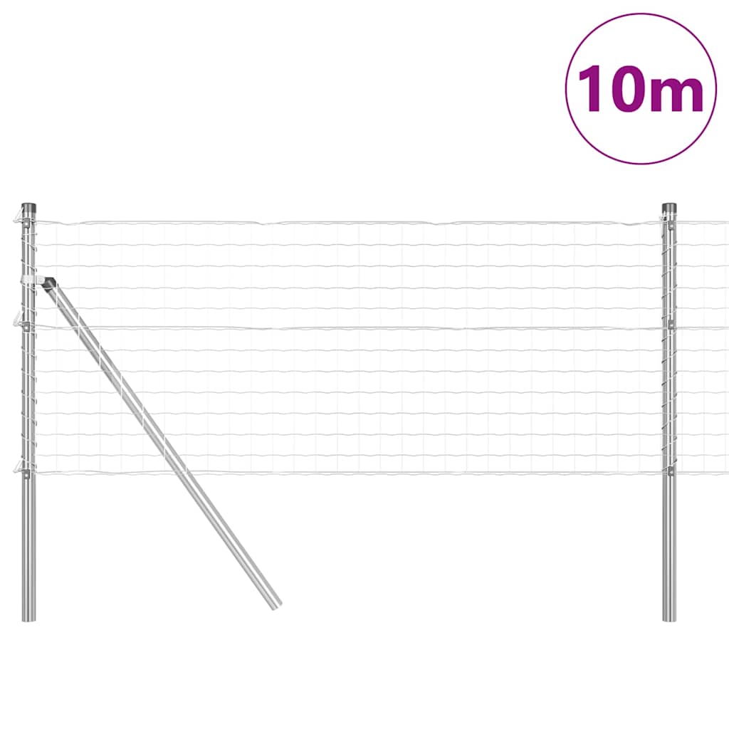 Fence with Post Silver 0.8 x 10 m Steel and PVC