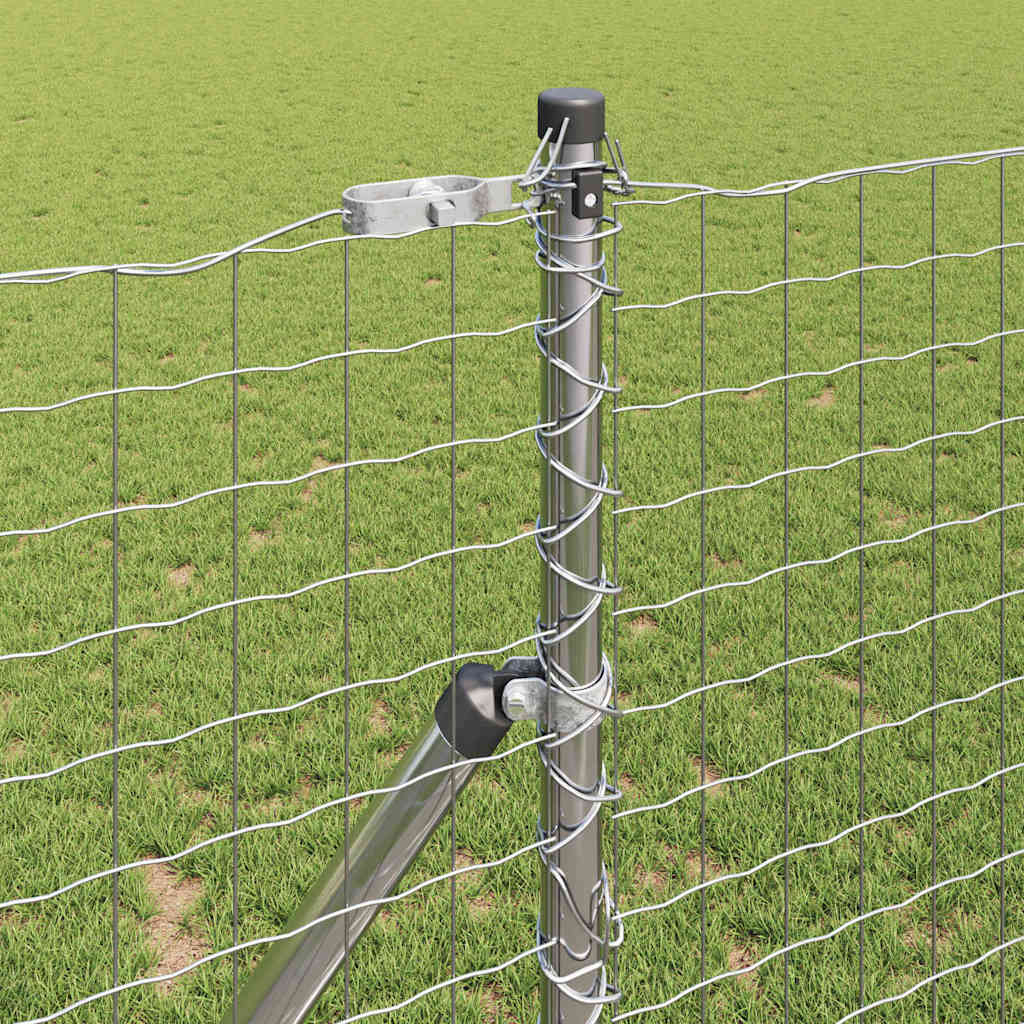 Fence with Post Silver 1.4 x 10 m Steel and PVC