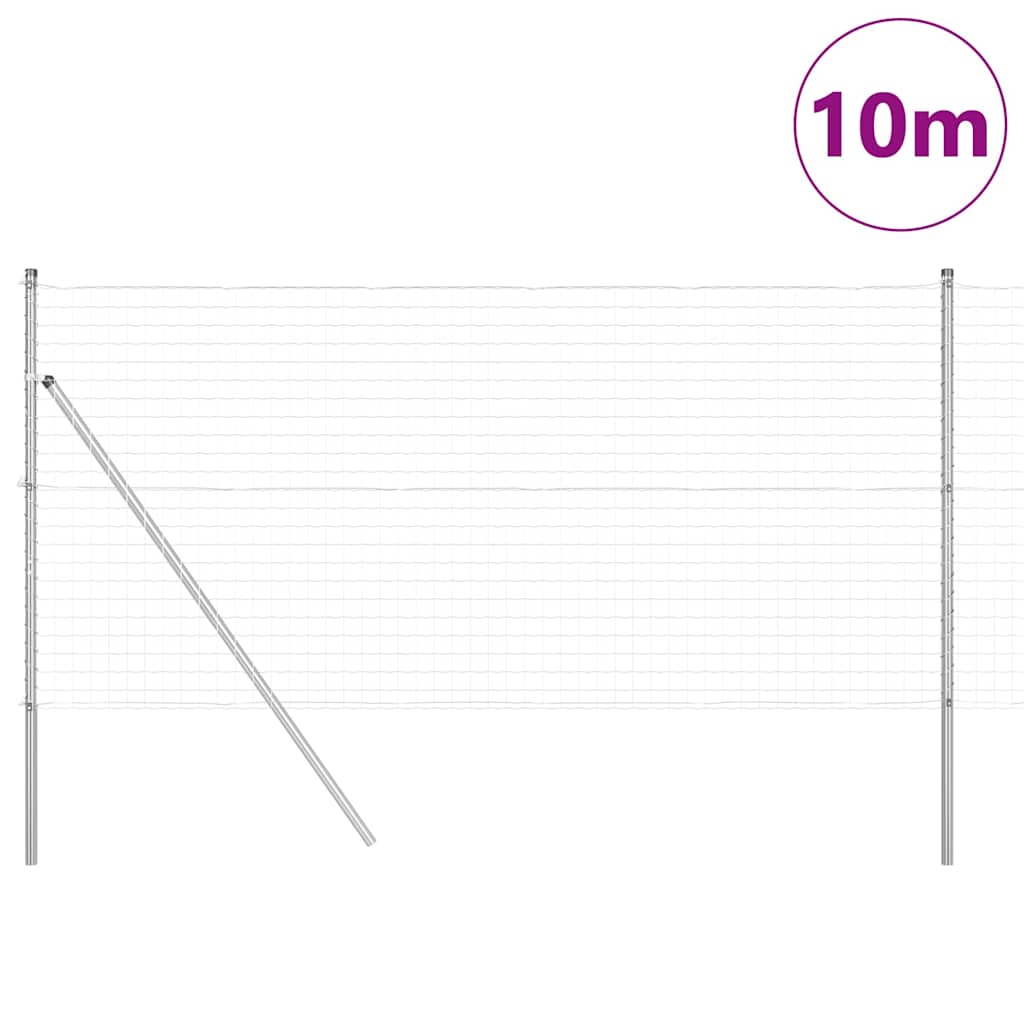 Fence with Post Silver 1.4 x 10 m Steel and PVC