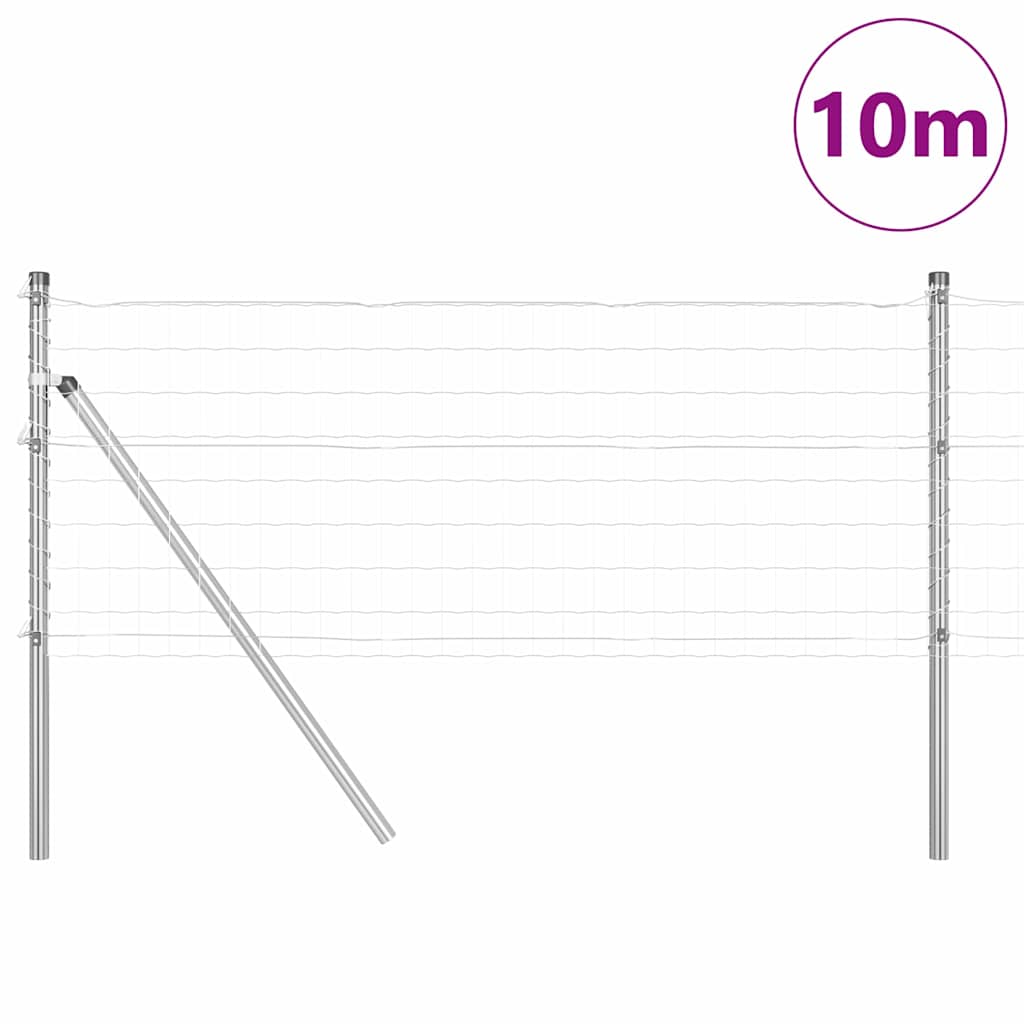 Fence with Post Silver 0.4 x 10 m Steel and PVC