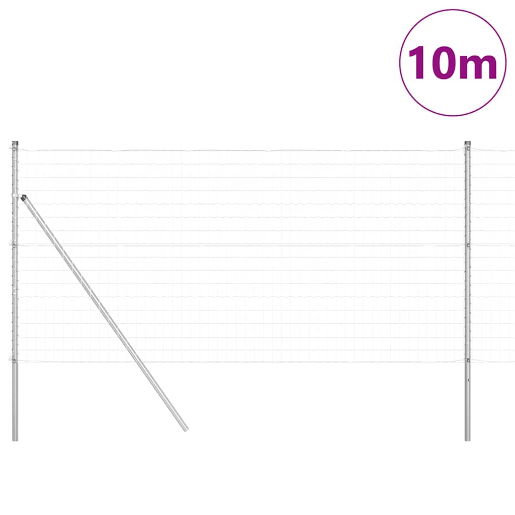 Fence with Post Silver 1.4 x 10 m Steel and PVC