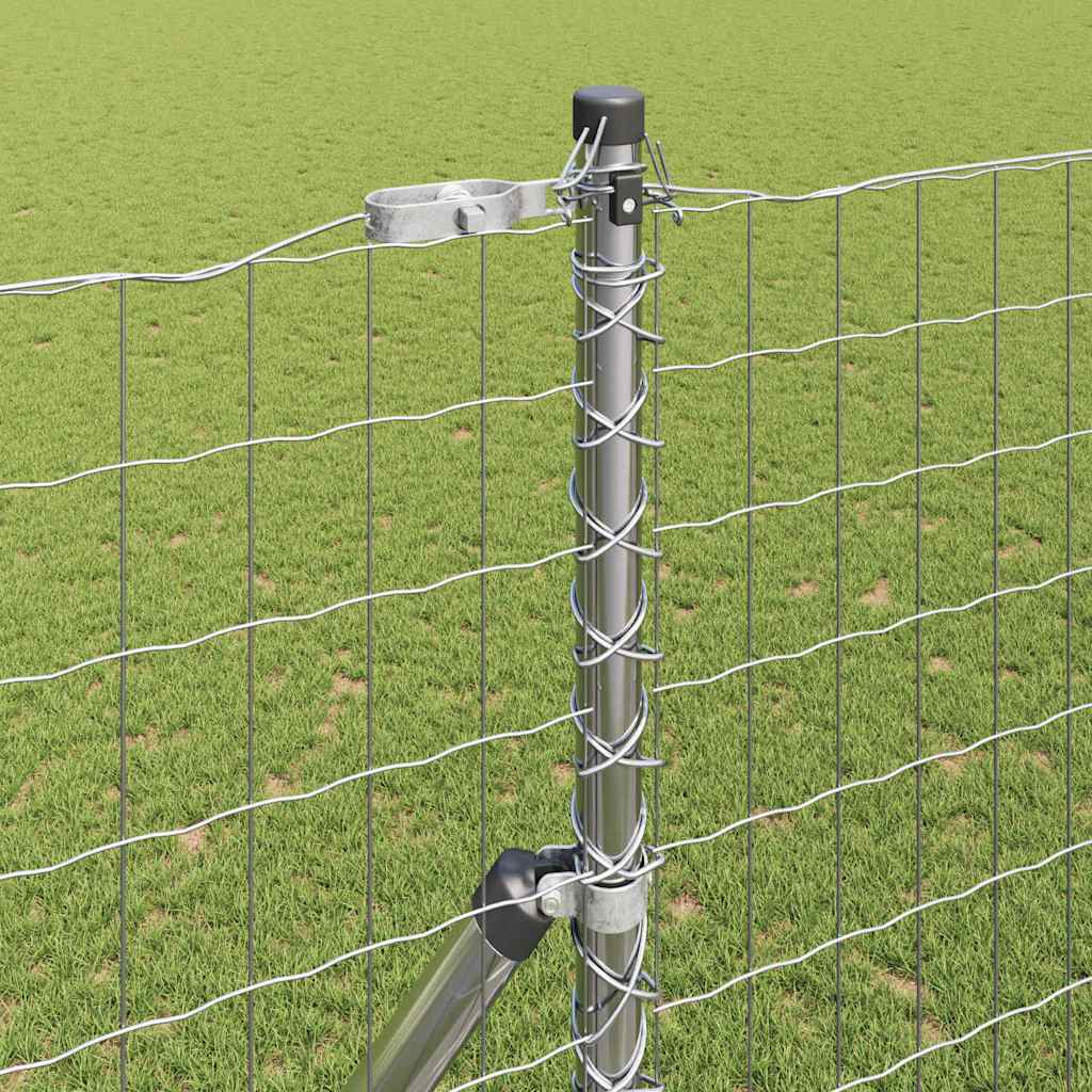Fence with Post Silver 1.5 x 10 m Steel and PVC