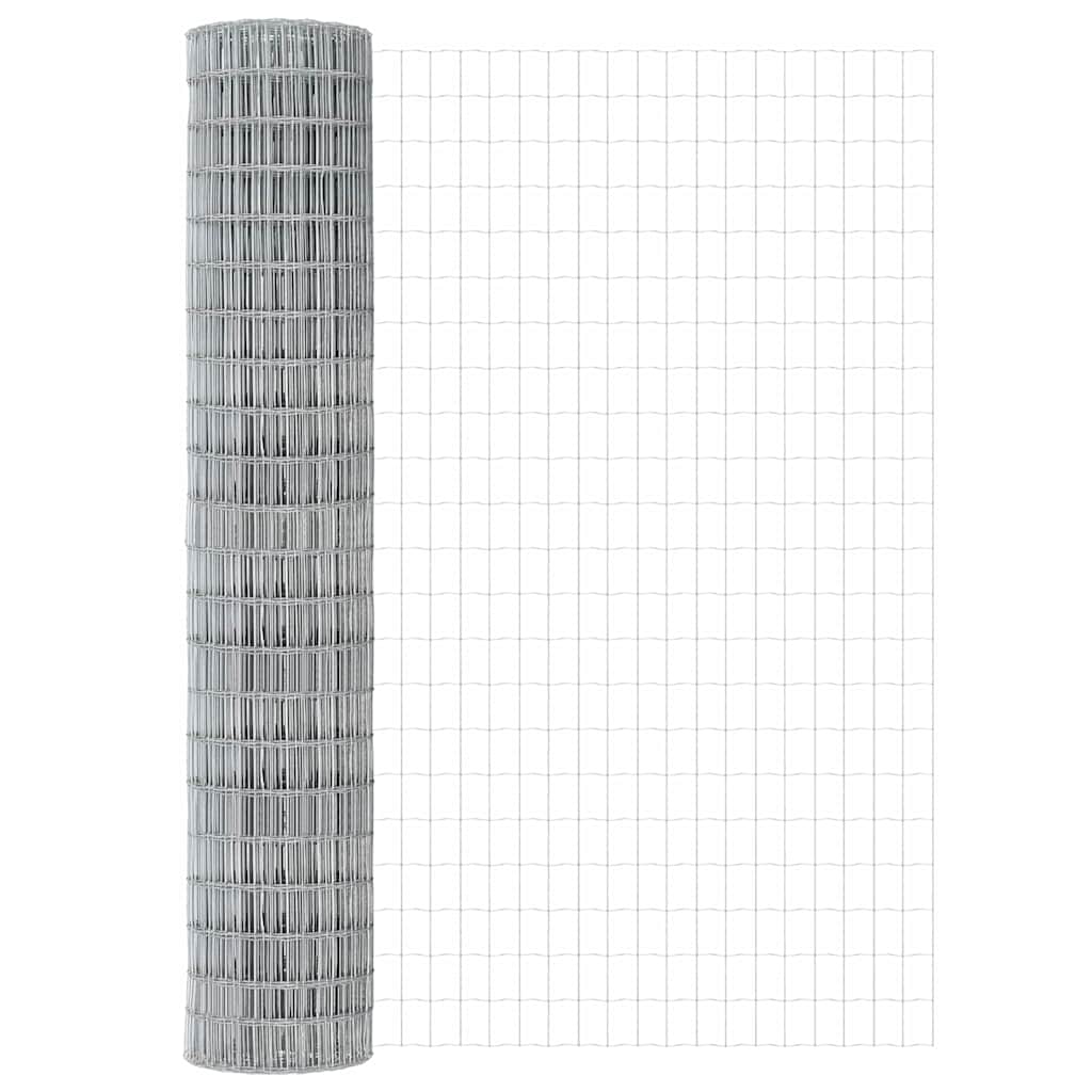 Fence with Post Silver 1.5 x 10 m Steel and PVC