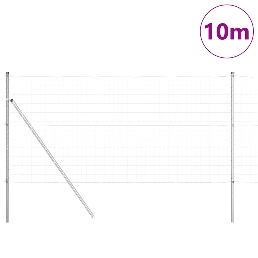 Fence with Post Silver 1.2 x 10 m Steel and PVC