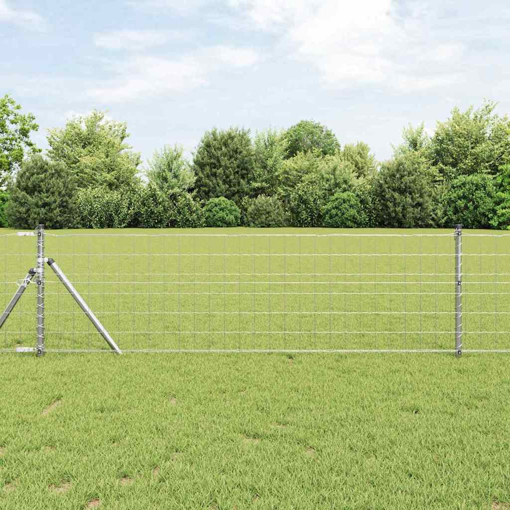 Fence with Post Steel and PVC Silver