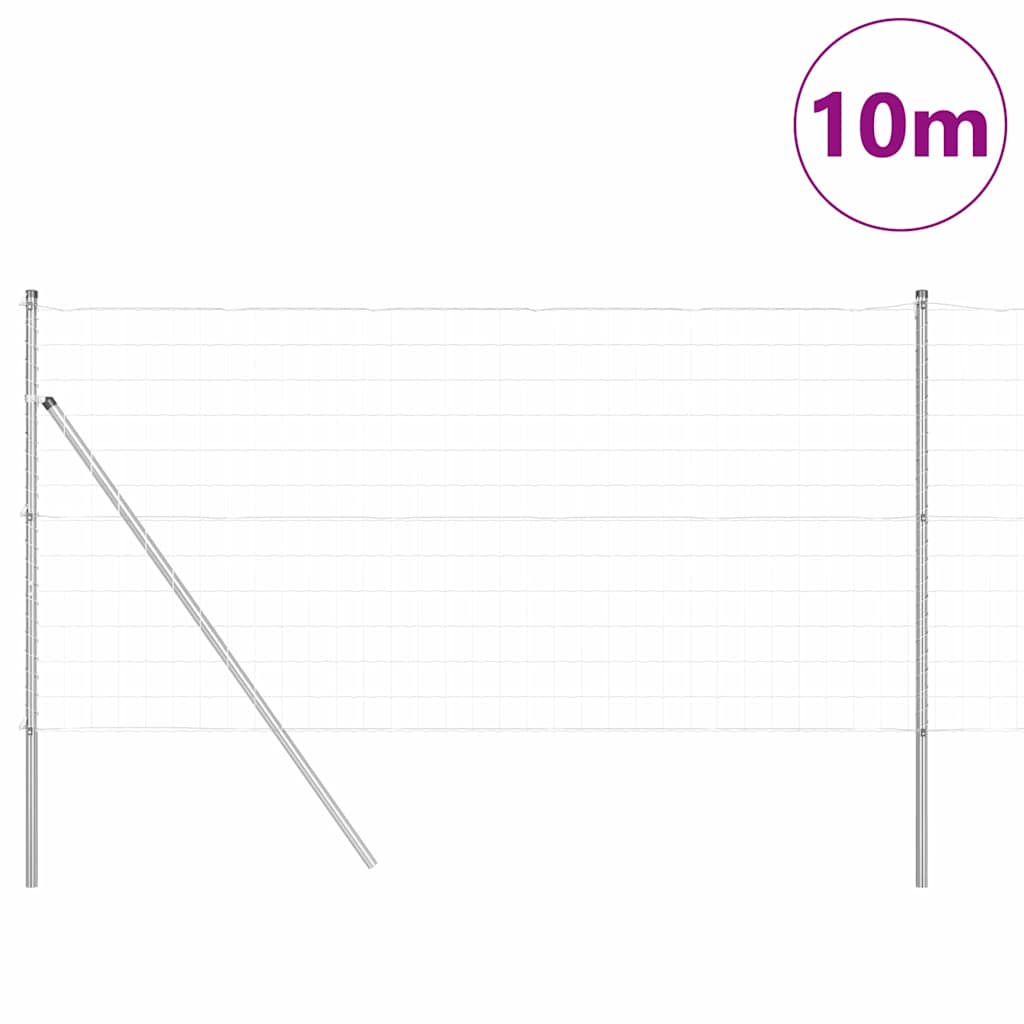Fence with Post Silver 1.2 x 10 m Steel and PVC
