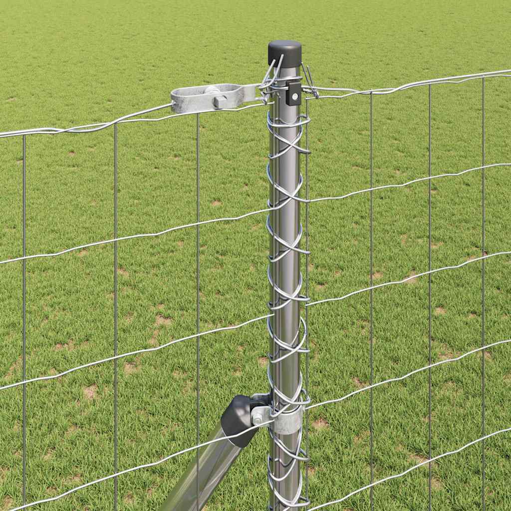 Fence with Post Silver 1.5 x 10 m Steel and PVC