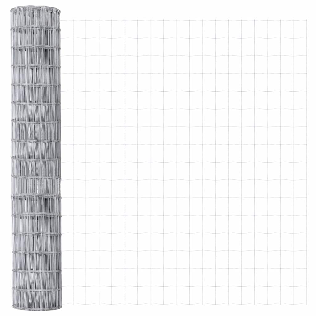 Fence with Post Silver 1.5 x 10 m Steel and PVC