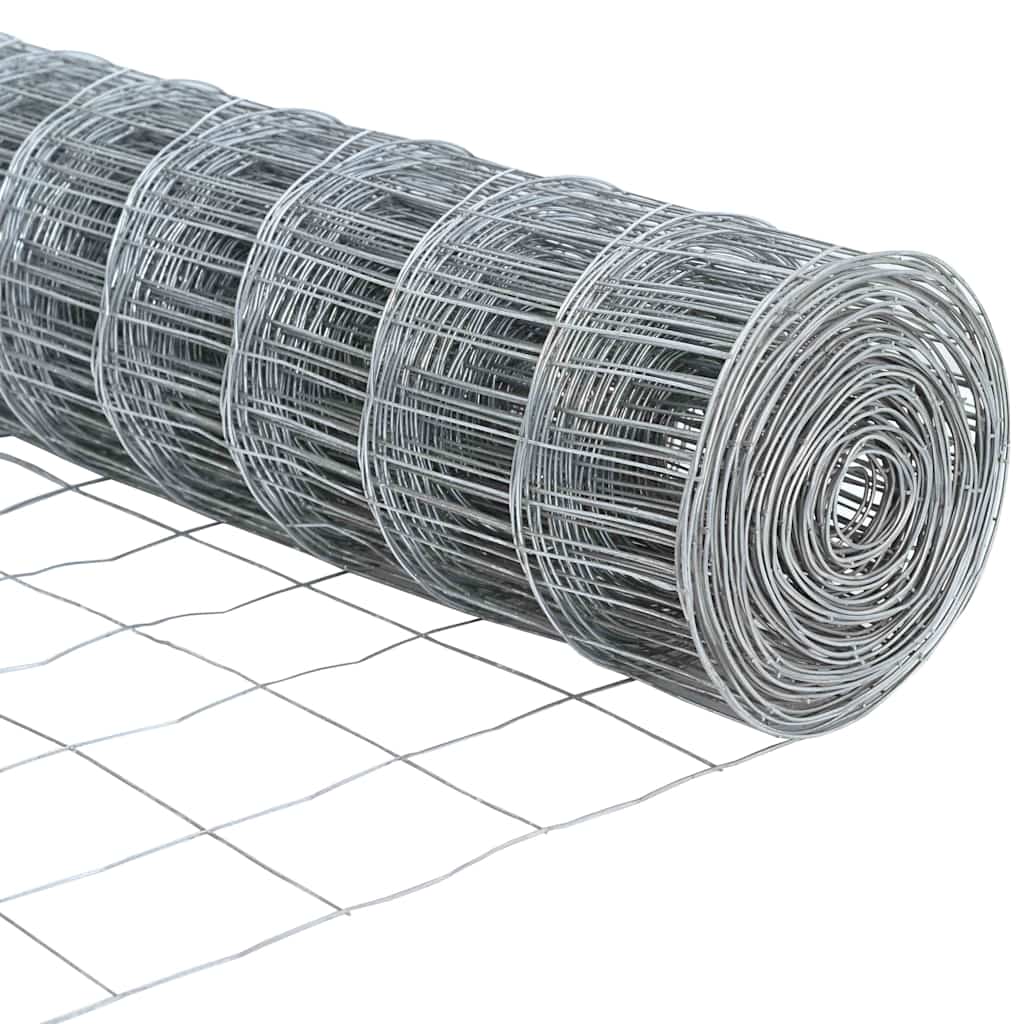 Fence with Post Silver 0.6 x 10 m Steel and PVC