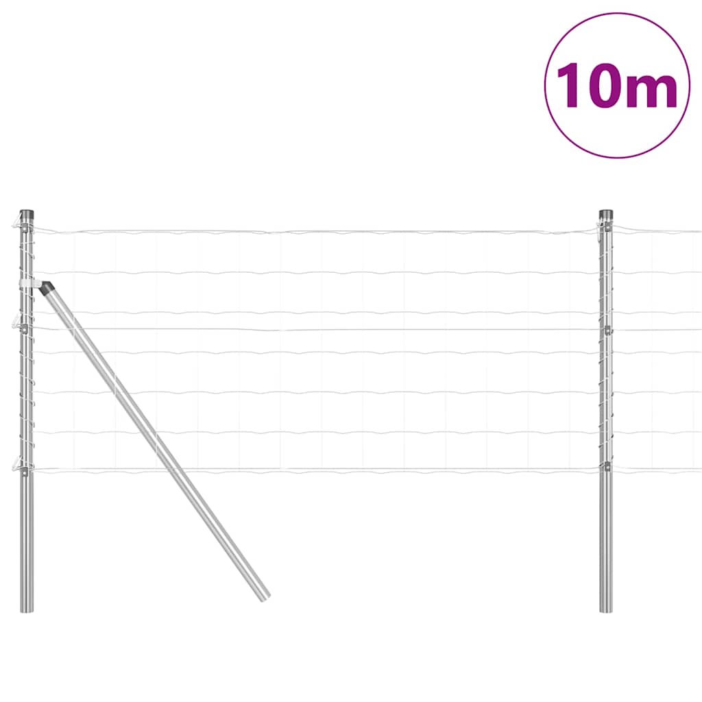 Fence with Post Silver 0.6 x 10 m Steel and PVC