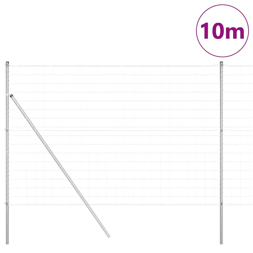 Fence with Post Silver 1.5 x 10 m Steel and PVC
