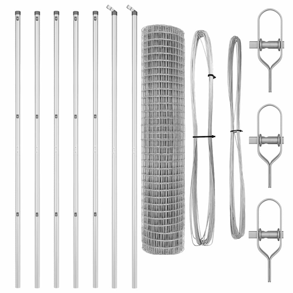 Fence with Post Silver 1.6 x 10 m Steel and PVC