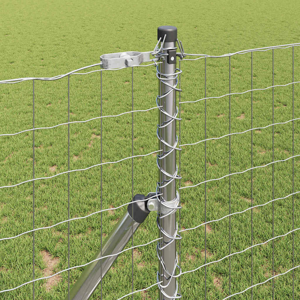 Fence with Post Silver 1 x 25 m Steel and PVC