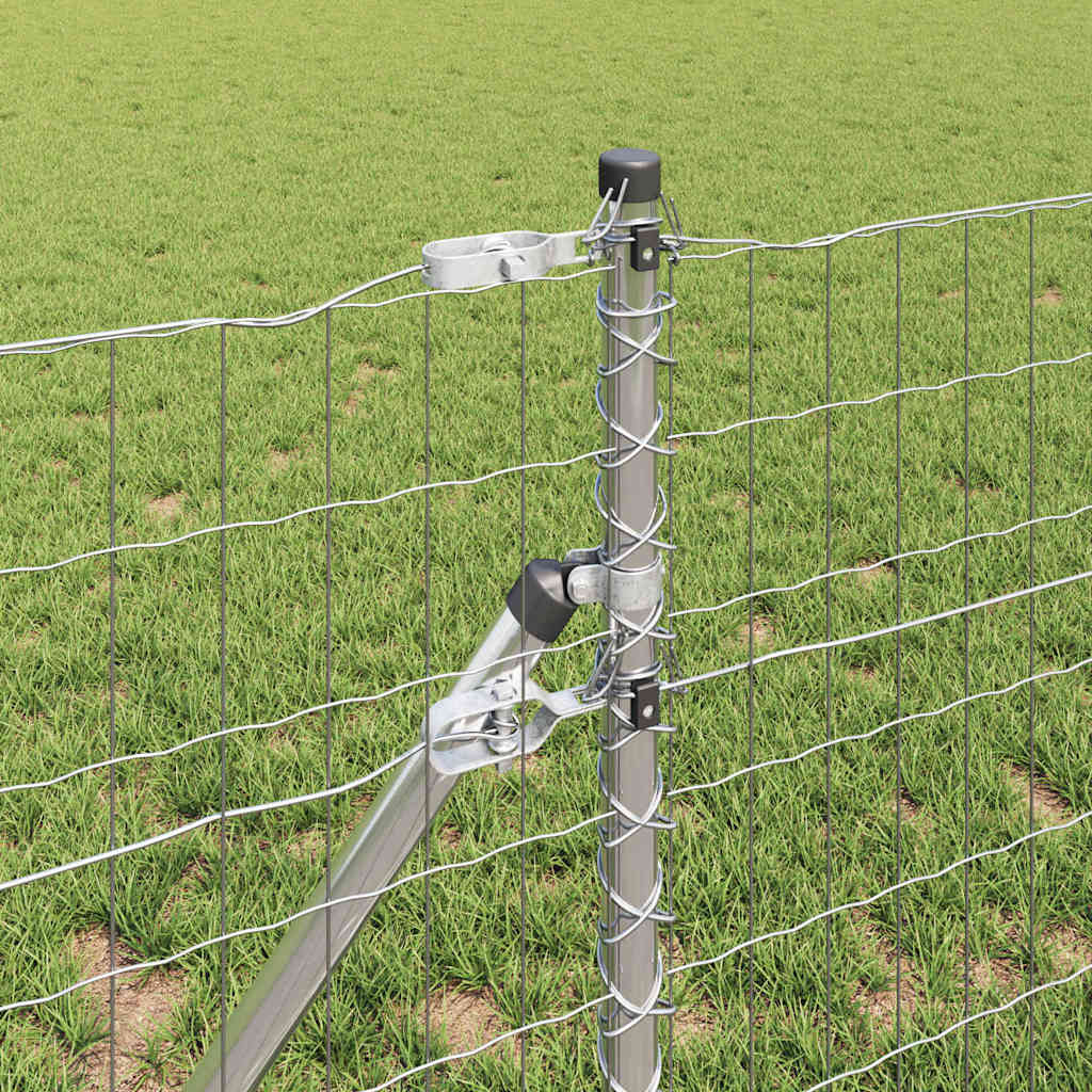 Fence with Post Silver 0.4 x 25 m Steel and PVC