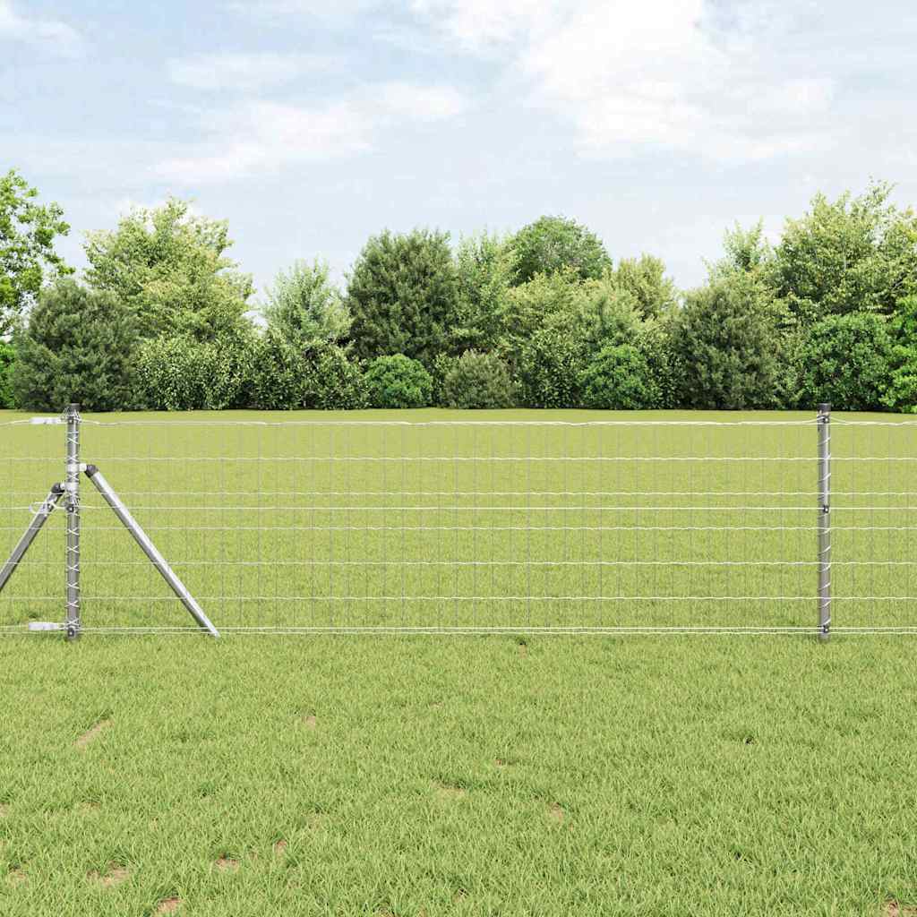 Fence with Post Silver 0.4 x 25 m Steel and PVC