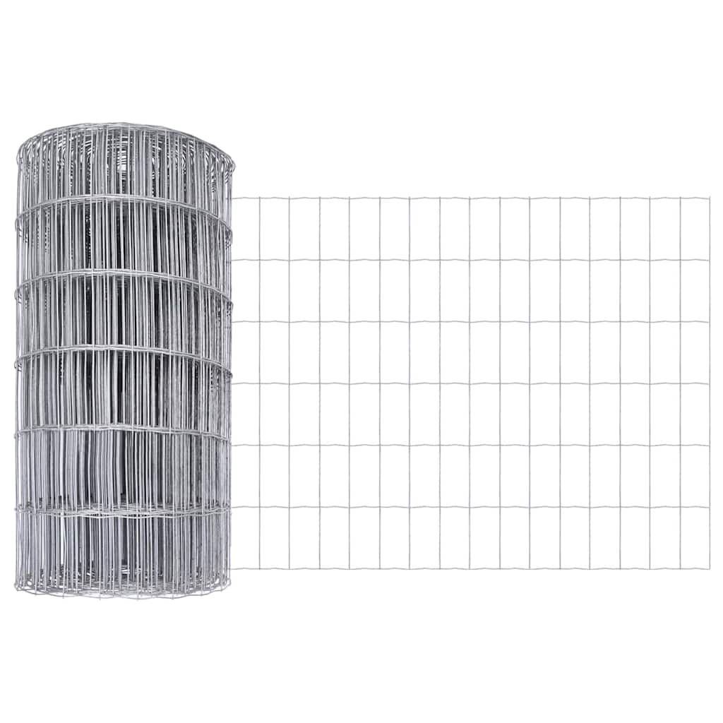 Fence with Post Silver 0.4 x 25 m Steel and PVC