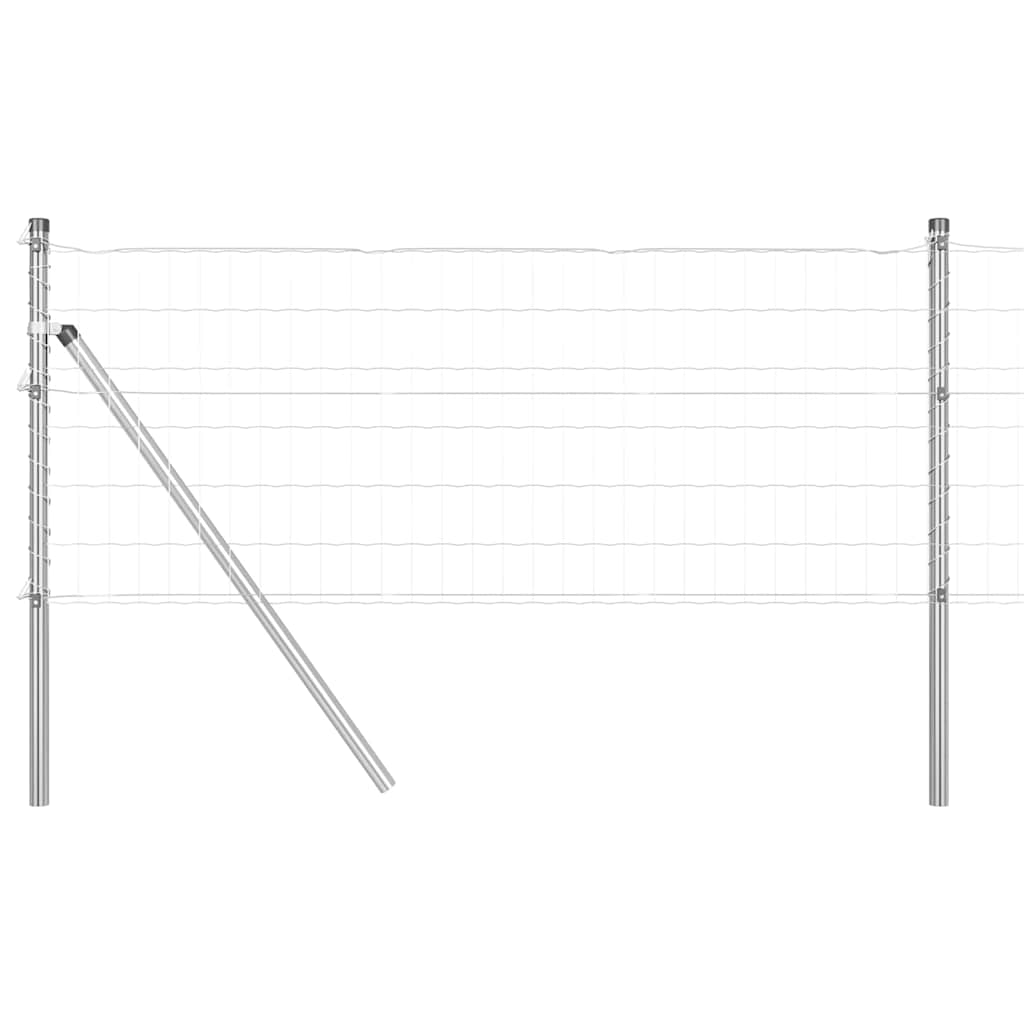 Fence with Post Silver 0.8 x 25 m Steel and PVC