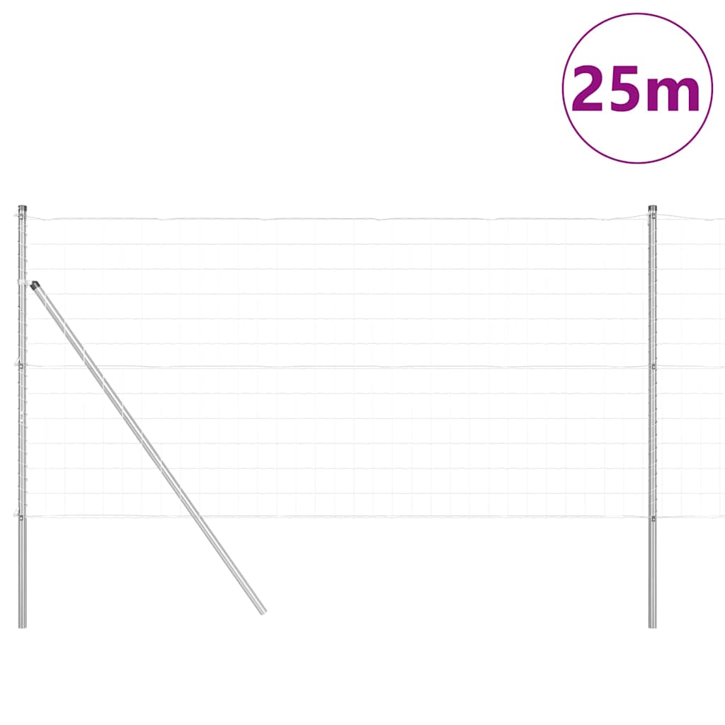 Fence with Post Silver 1.2 x 25 m Steel and PVC