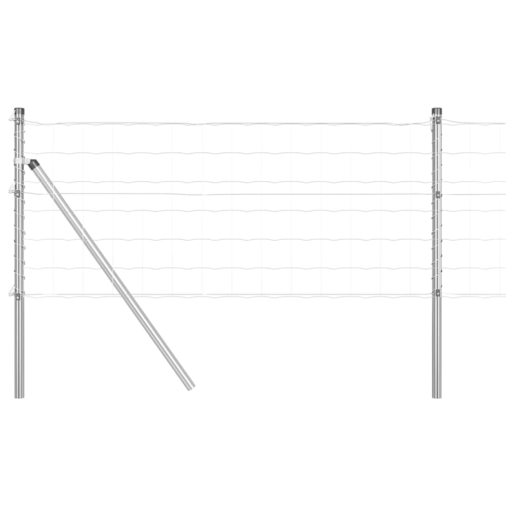 Fence with Post Silver 0.4 x 25 m Steel and PVC