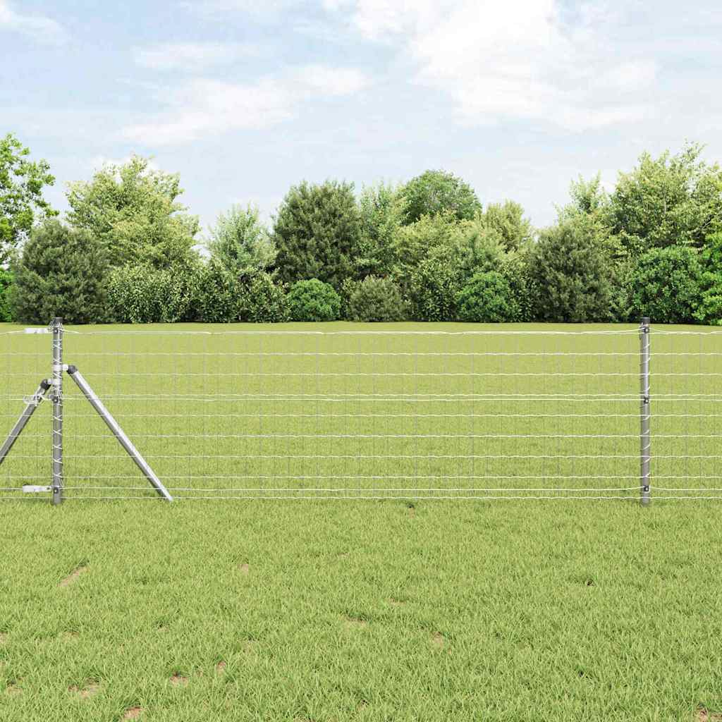 Fence with Post Silver 0.4 x 50 m Steel and PVC