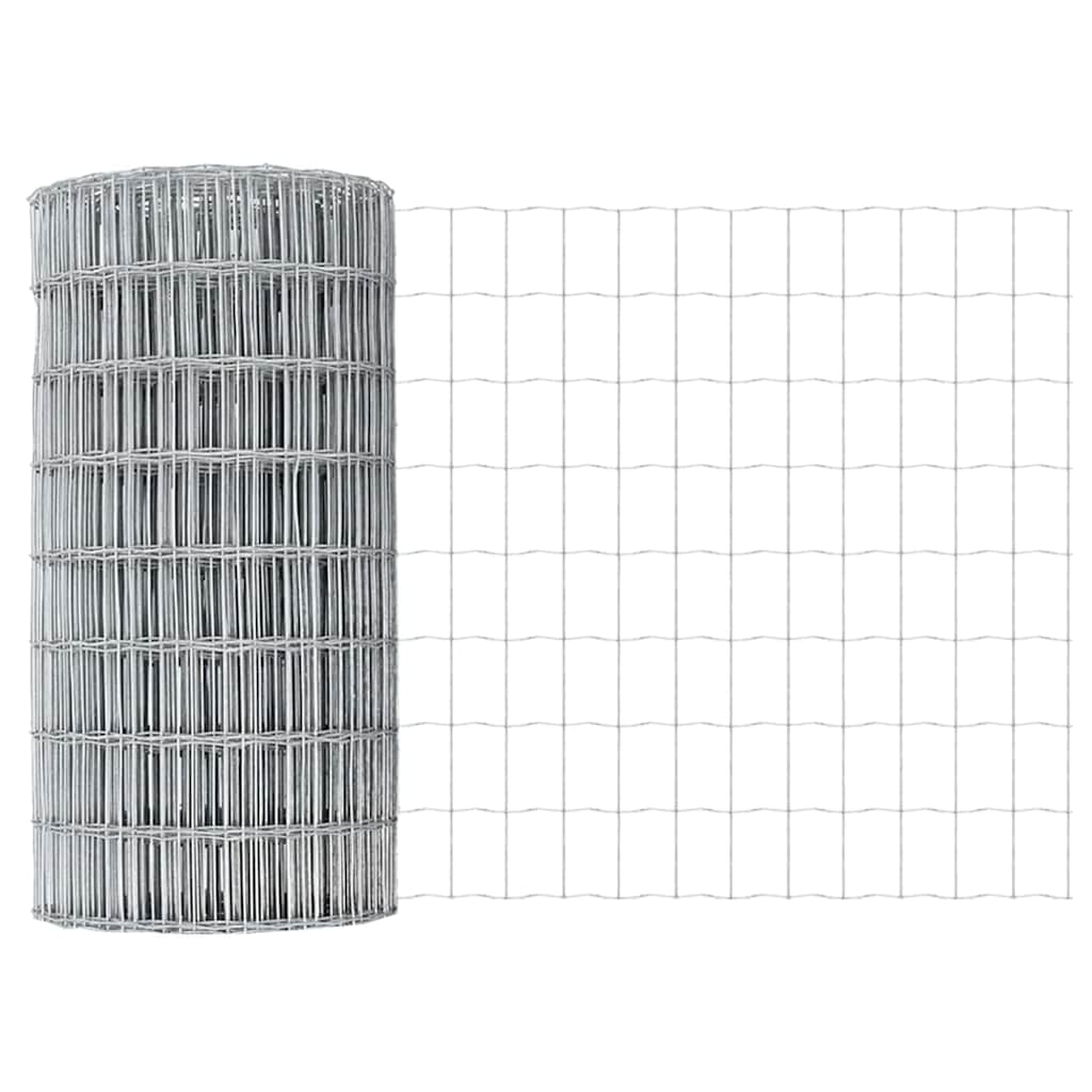 Fence with Post Silver 0.4 x 50 m Steel and PVC