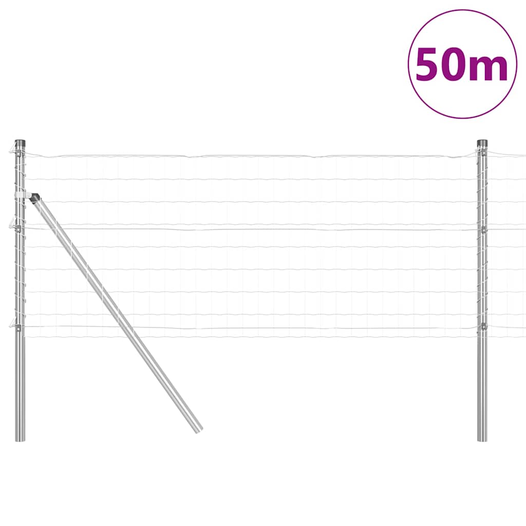 Fence with Post Silver 0.4 x 50 m Steel and PVC