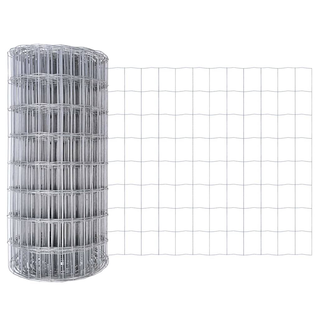 Fence with Post Silver 0.4 x 10 m Steel and PVC