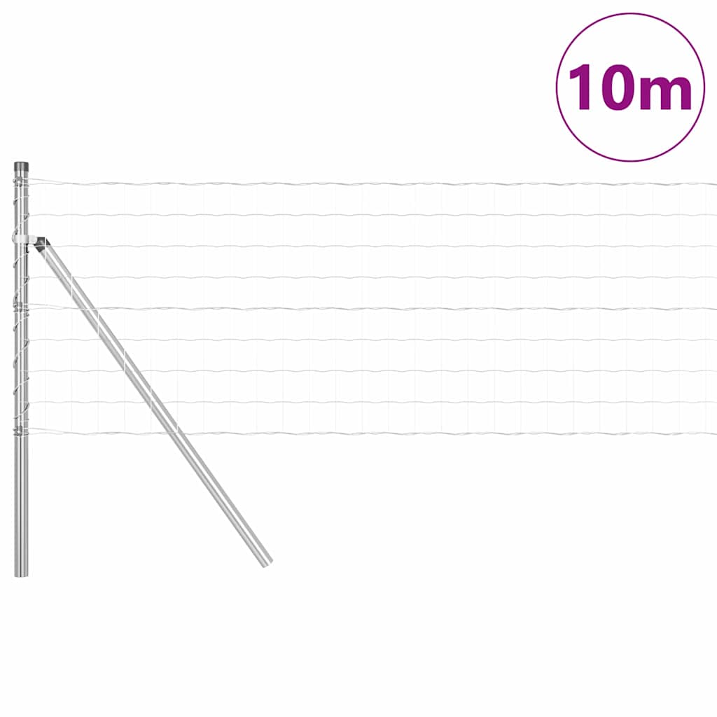 Fence with Post Silver 0.4 x 10 m Steel and PVC