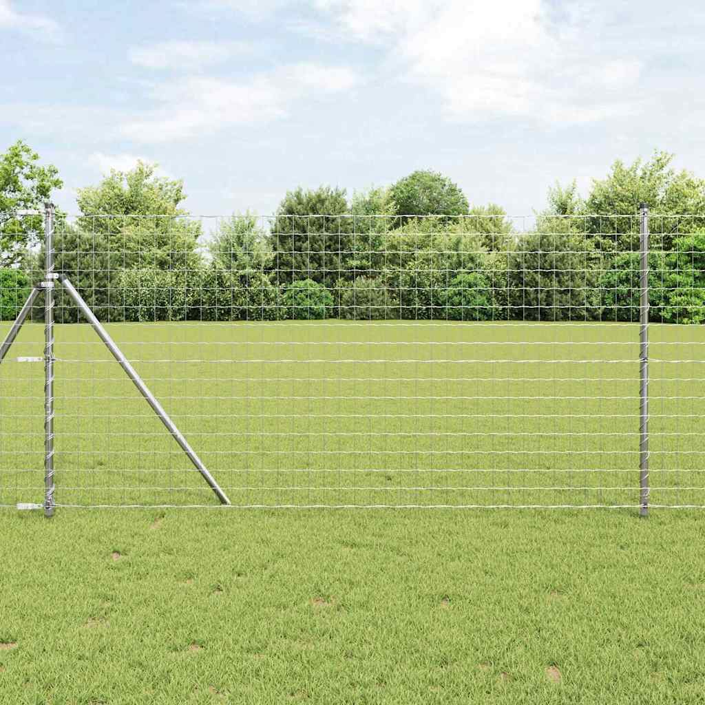 Fence with Post Silver 1.4 x 10 m Steel and PVC