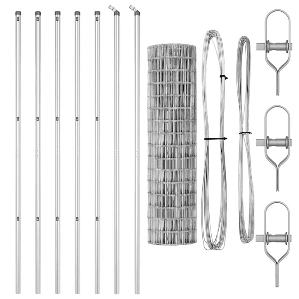 Fence with Post Silver 1.4 x 10 m Steel and PVC