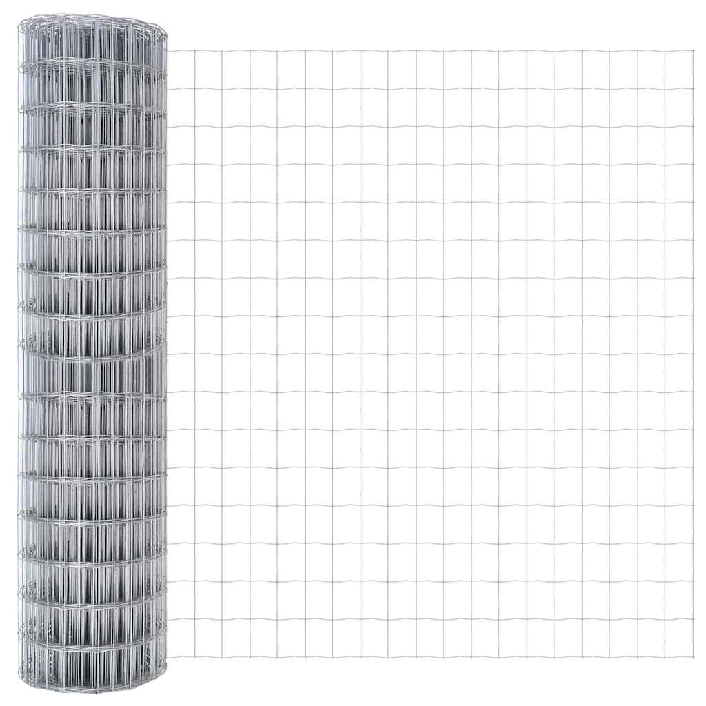 Fence with Post Silver 1.4 x 10 m Steel and PVC