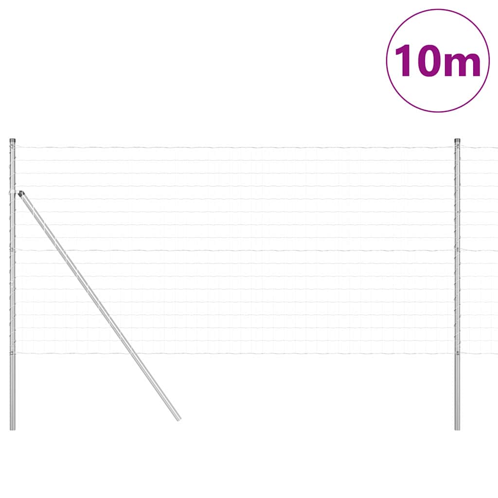 Fence with Post Silver 1.4 x 10 m Steel and PVC