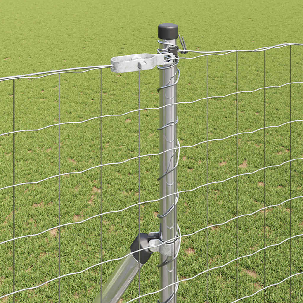 Fence with Post Silver 1.5 x 10 m Steel and PVC