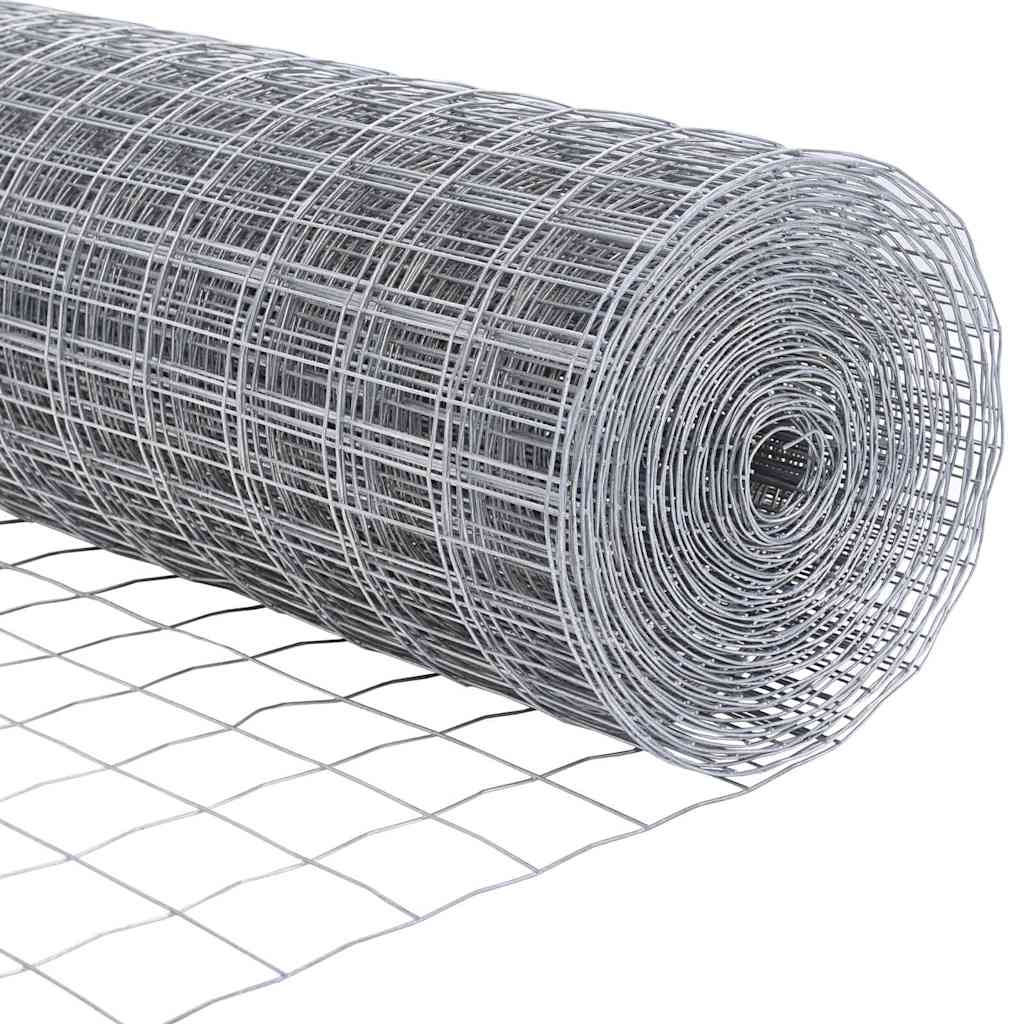 Fence with Post Silver 1.2 x 25 m Steel and PVC