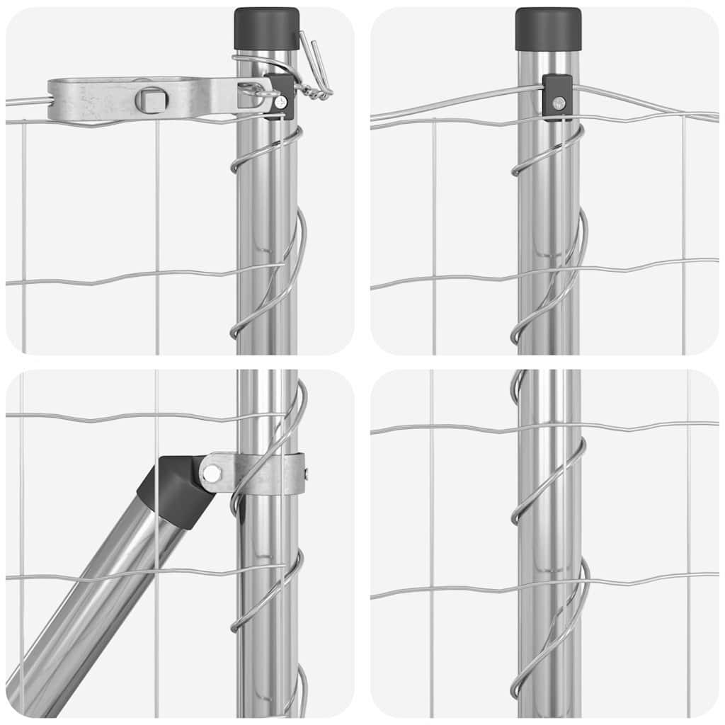Fence with Post Silver 0.4 x 50 m Steel and PVC