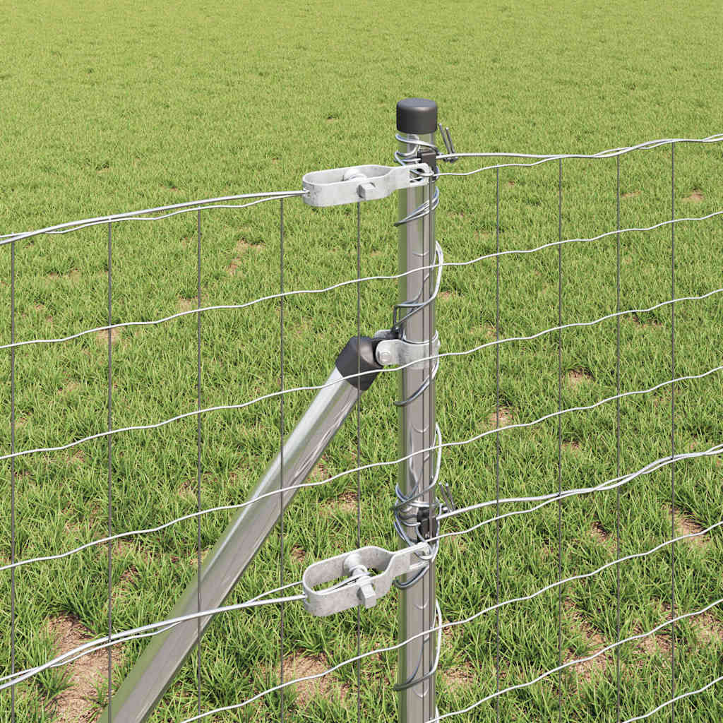 Fence with Post Silver 0.4 x 50 m Steel and PVC