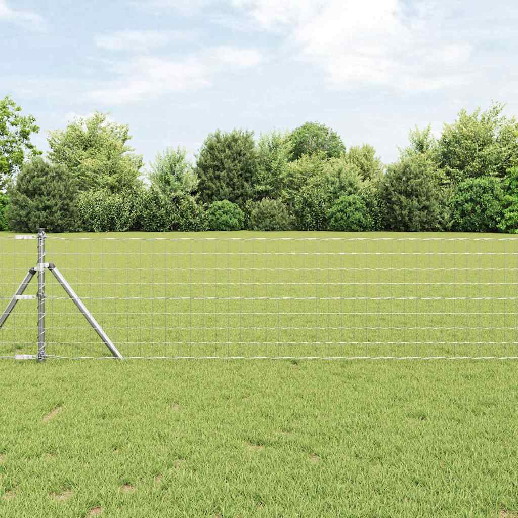 Fence with Post Silver 0.4 x 50 m Steel and PVC