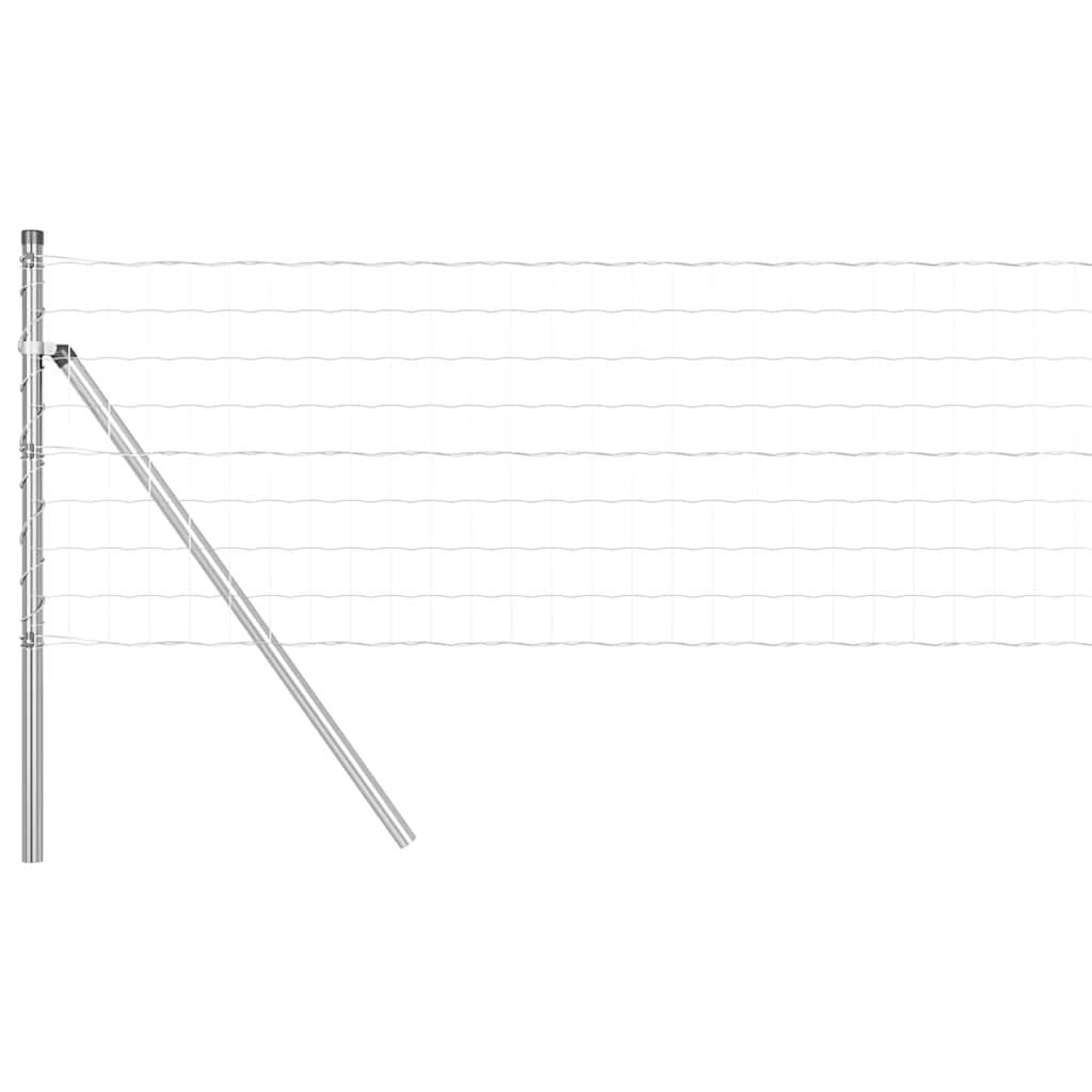 Fence with Post Silver 0.4 x 50 m Steel and PVC