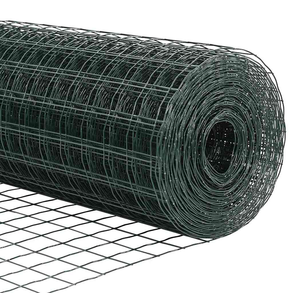 Fence with Post Green 0.4 x 10 m Steel and PVC