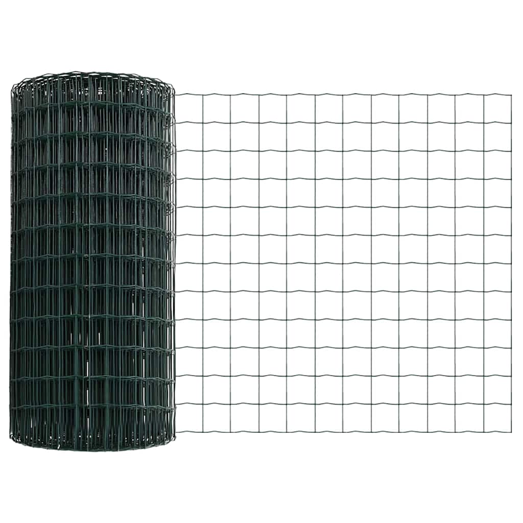Fence with Post Green 0.6 x 10 m Steel and PVC